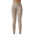 thumbnail image 1 of VERUGU Yoga Pants Women Elastic Waisted Solid Sport Leggings Fitness Skinny Yoga Joggers Breathable Waist-Closing Stretchy Slim Workout Running Sweatpants Casual Comfy Trousers Beige S, 1 of 6