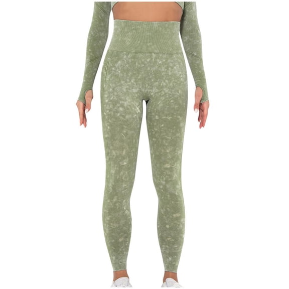 VERUGU Yoga Pants Women Elastic Waisted Solid Sport Leggings Fitness Skinny Yoga Joggers Stretchy Waist-Closing Fashion Slim Workout Running Sweatpants Casual Comfy Lounge Trousers Army Green L