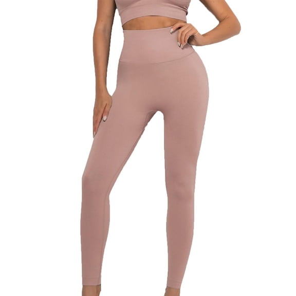 VERUGU Yoga Pants Women Elastic Waisted Solid Sport Leggings Fitness Skinny Yoga Joggers Stretchy Waist-Closing Hip Lifting Fashion Running Sweatpants Casual Comfy Lounge Trousers Pink L