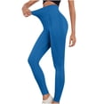 thumbnail image 1 of VERUGU Yoga Pants Women Elastic Waisted Solid Stripe Sport Leggings Fitness Skinny Yoga Joggers Stretchy Waist-Closing Hip Lifting Workout Sweatpants Casual Comfy Lounge Trousers Sky Blue S, 1 of 4