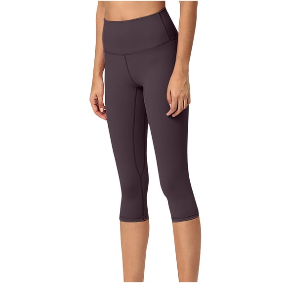 VERUGU Yoga Pants Women's Versatile Multi-color Fashion Tight High Waisted Capris Yoga Pants Dark Gray S