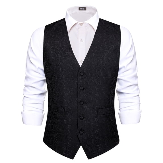 Design Button Food VERVEROW Men's Rose Floral Jacquard Suit Vest, 5 Button V Neck Wedding ...