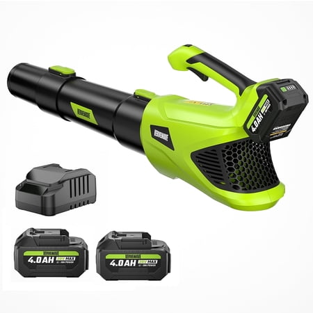 VERVEWAVE Leaf Blower - 580CFM 20V Leaf Blower Cordless with 2 X 4.0Ah Battery & Charger, 5-Speed Dial Electric Blower Handheld, Lightweight Powerful Battery Operated for Lawn Care, Jobsite