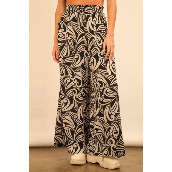 VERY J Full Size Printed Wide Leg Pants Plus Size