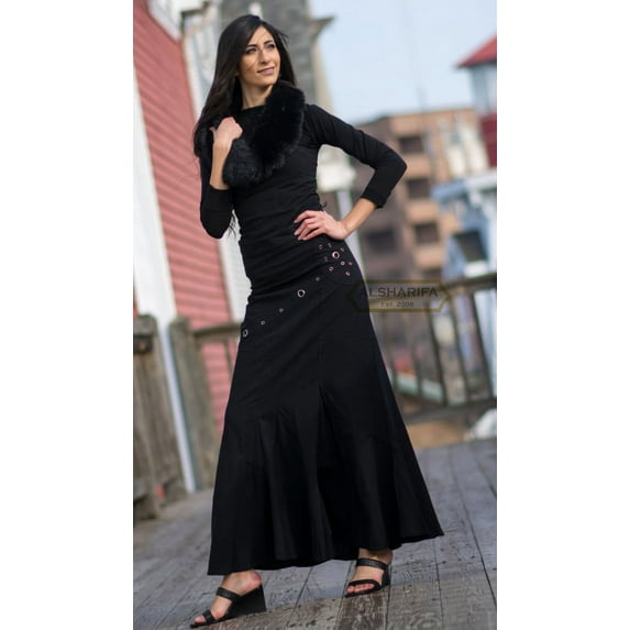 VERY LONG MODEST SKIRTS - BEAUTIFUL STYLE | 42" Long Fishtail | BLACK | Waist Size =32"