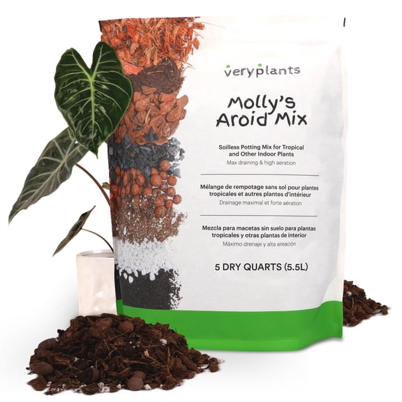 VERYPLANTS Molly's Aroid Mix Chunky Soilless Potting Mix for Monstera and Tropical Plants, 5 Dry Quarts