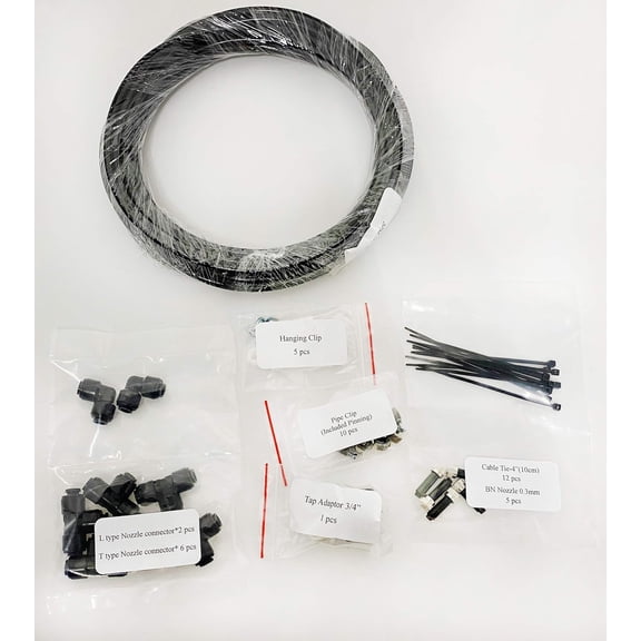 VES Moisture Resistant Outdoor Wall/Ceiling Mount Shop Fan/ Basket Fan for Cooling and Ventilation (Low Pressure Misting Kit, Black)