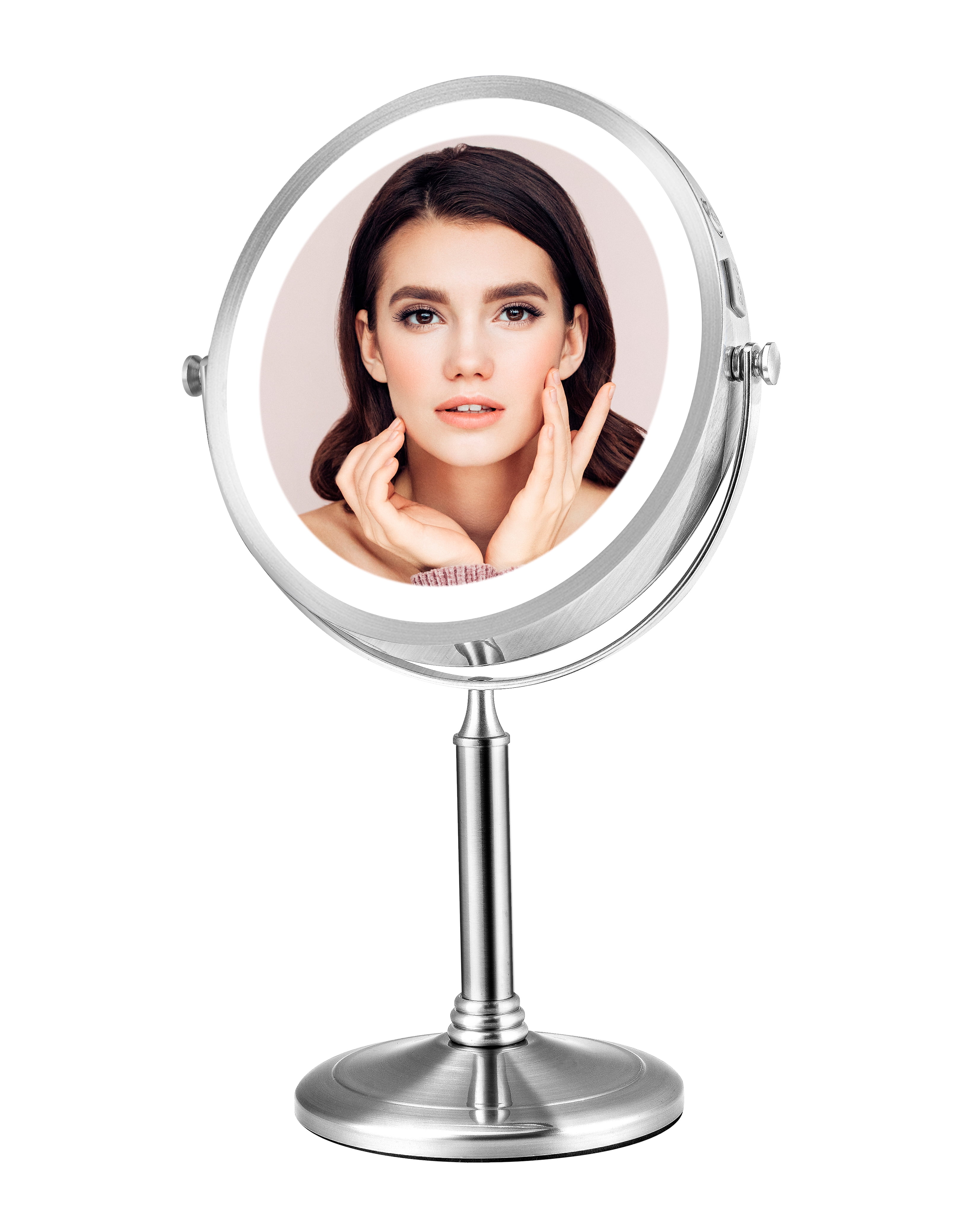 VESAUR 8" Lighted Makeup Mirror, 1X/10X Double Sided Magnifying Mirror