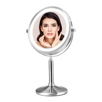 VESAUR 8" Lighted Makeup Mirror, 1X/10X Double Sided Magnifying Mirror with 3 Colors, Touch Screen Brightness Adjustable, 360° Rotation Detachable Portable Vanity Mirror, Senior Nickel