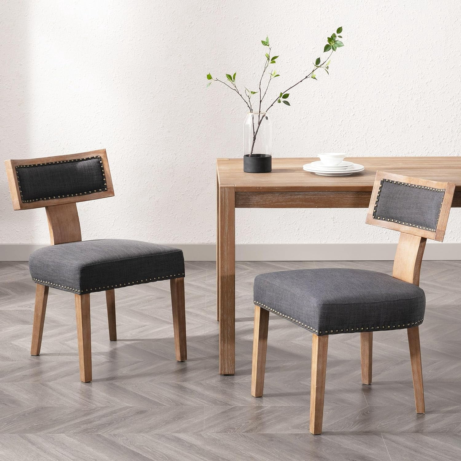 VESCASA Upholstered Farmhouse Dining Chairs with Wood Legs, Mid-Century ...