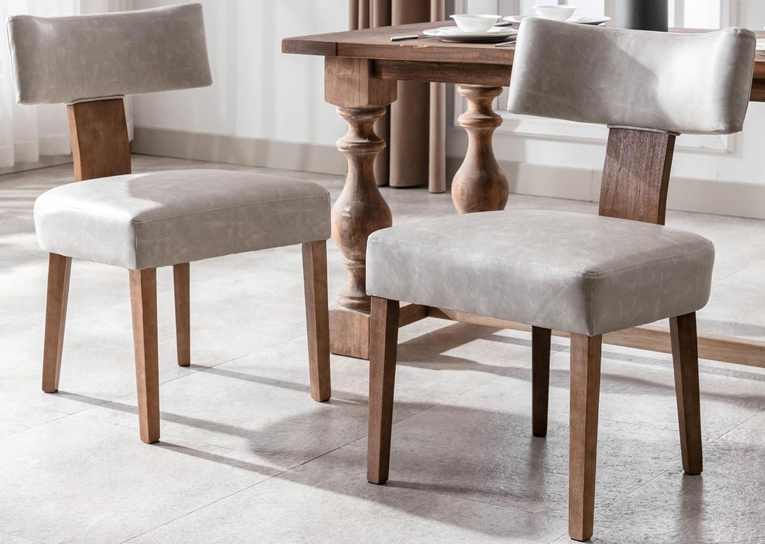VESCASA Upholstered Farmhouse Dining Chairs with Wood Legs, Mid-Century ...