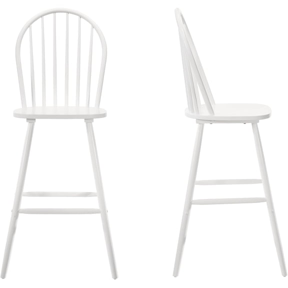 VESCASA White Windsor Bar Stools Set of 2, 30 inches Wood Bar Chairs with A Spindle Back, for Home Small Space, Pub, Bistro