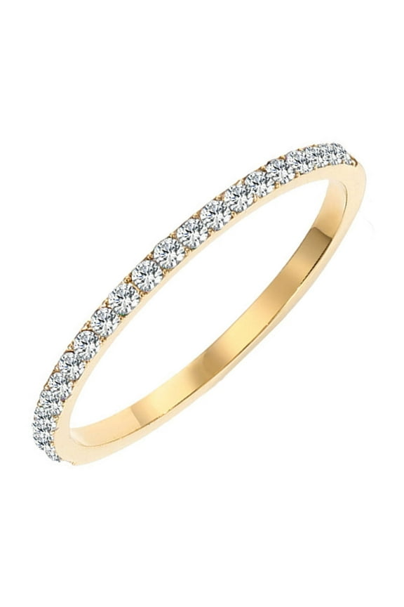 14K Gold Plated Solid CZ Birthstone Ring Cubic Zirconia Stackable Ring Eternity Bands for Women Size 7