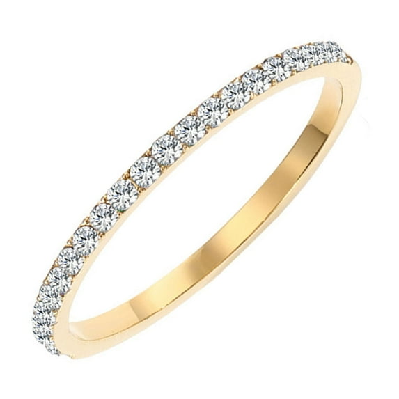 VESITIM 14K Gold Plated Solid CZ Birthstone Ring Cubic Zirconia Stackable Ring Eternity Bands for Women Size 8
