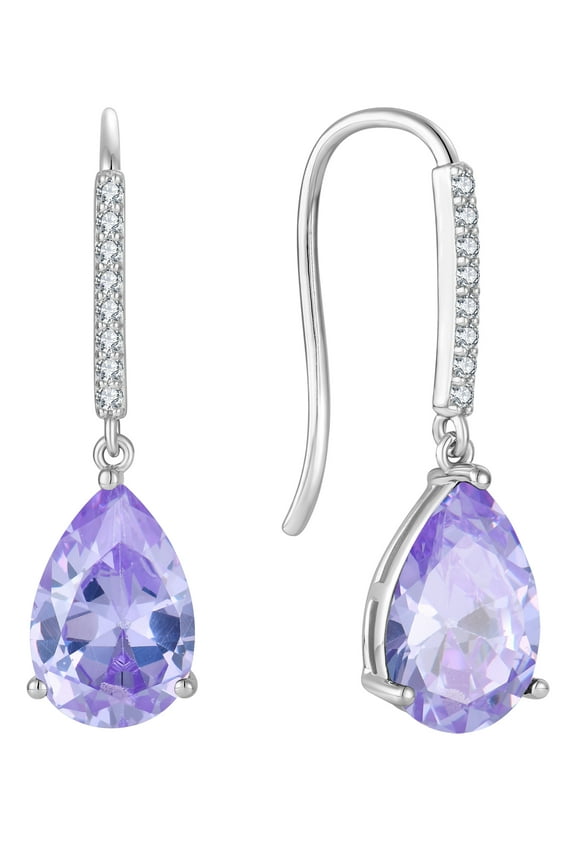8X12mm Solitaire Teardrop Hook Sterling Silver Solitaire June Birthstone Created Alexandrite Dangle Drop Earring for Women Jewelry Gift