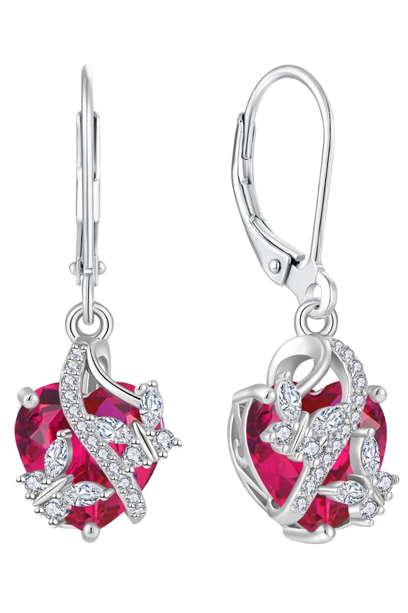 925 Sterling Silver Butterfly Dangle Earrings for Women July Birthstone Ruby Butterfly Earrings Jewelry Gift