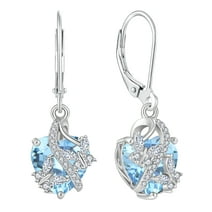 VESITIM 925 Sterling Silver Butterfly Dangle Earrings for Women March Birthstone Aquamarine Butterfly Earrings Jewelry Gift