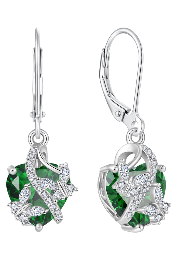 925 Sterling Silver Butterfly Dangle Earrings for Women May Birthstone Emerald Butterfly Earrings Jewelry Gift