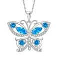 thumbnail image 1 of VESITIM 925 Sterling Silver Butterfly Pendant Necklace for Women Created Aquamarine Birthstone Jewelry for Mother's Day/Birthday Gifts, 1 of 7
