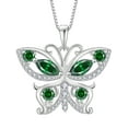 thumbnail image 1 of VESITIM 925 Sterling Silver Butterfly Pendant Necklace for Women Created Emerald Birthstone Jewelry for Mother's Day/Birthday Gifts, 1 of 7