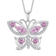 thumbnail image 1 of VESITIM 925 Sterling Silver Butterfly Pendant Necklace for Women Created Pink Tourmaline Birthstone Jewelry for Mother's Day/Birthday Gifts, 1 of 7
