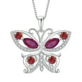thumbnail image 1 of VESITIM 925 Sterling Silver Butterfly Pendant Necklace for Women Created Ruby Birthstone Jewelry for Mother's Day/Birthday Gifts, 1 of 7