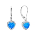 thumbnail image 1 of VESITIM Blue Opal Dangle Drop Earrings Women Sterling Silver Opal Jewelry Heart Shaped Birthstone Leverback Earring as Gift, 1 of 7