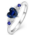 thumbnail image 1 of VESITIM Celtic Knot Rings for Women 925 Sterling Silver Promise Ring for Her Wedding Engagement Band Heart Birthstone Created Sapphire Jewelry Gift Size 6, 1 of 7