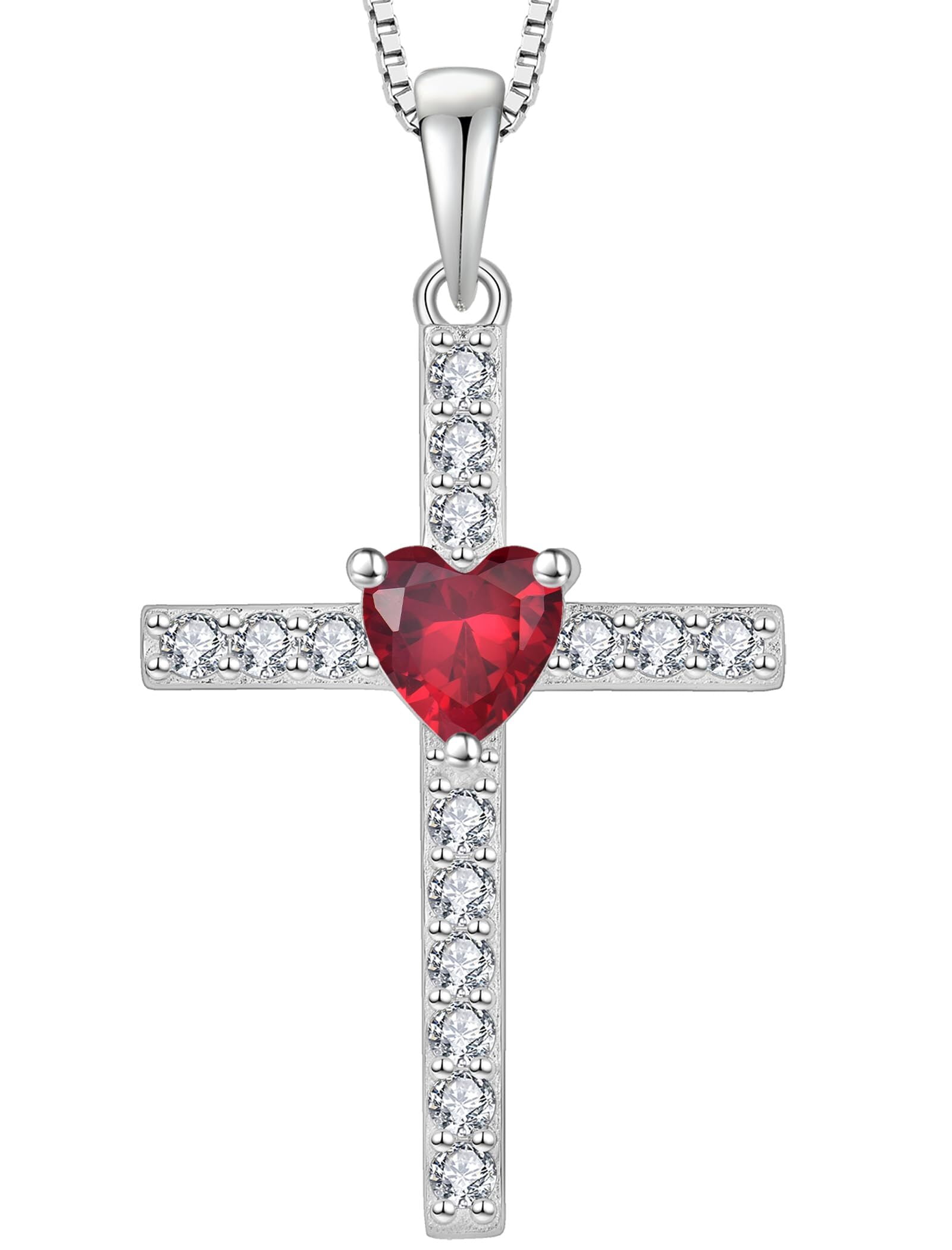 Religious Ruby VESITIM Cross Necklace 925 Sterling Silver Religious Pendant for Women ...