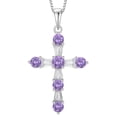 thumbnail image 1 of VESITIM Cross Necklace for Women 925 Sterling Silver Jesus Christian Cross Pendant February Birthstone Created Amethyst Religious Faith Jewelry Gift, 1 of 7