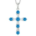 thumbnail image 1 of VESITIM Cross Necklace for Women 925 Sterling Silver Jesus Christian Cross Pendant March Birthstone Created Aquamarine Religious Faith Jewelry Gift, 1 of 7