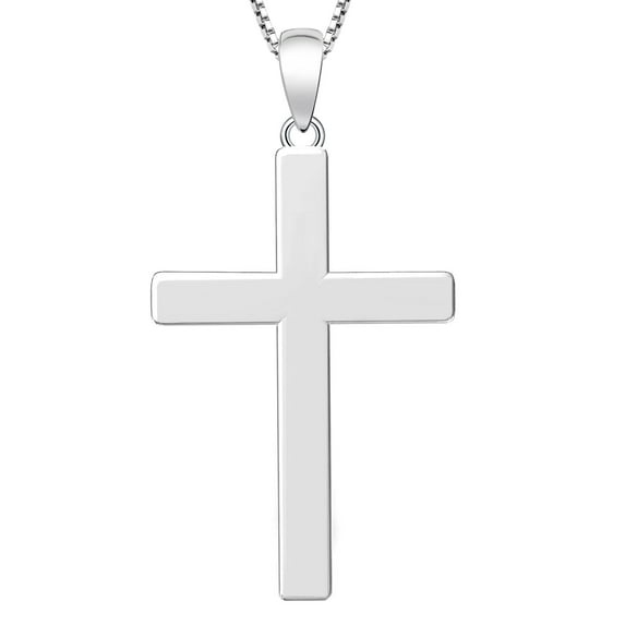 VESITIM Cross Necklace for Women Sterling Silver Plain Cross Pendant Necklace 0.79" Simple Jewelry Gifts for Men