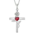 thumbnail image 1 of VESITIM Cross Pendant Necklace Sterling Silver Infinite Rose Flower Necklace Women Faith Jewelry Gift with July Birthstone Created Ruby, 1 of 7