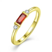 VESITIM Gold Stackable Rings for Women January Red Garnet Birthstone Promise Ring Dainty 18K Gold Plated Jewelry Gift for Mother Birthday Size 8