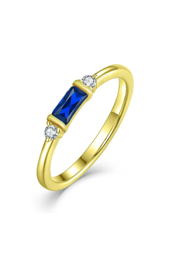 Gold Stackable Rings for Women September Blue Sapphire Birthstone Promise Ring Dainty 18K Gold Plated Jewelry Gift for Mother Birthday Size 7