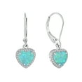 thumbnail image 1 of VESITIM Green Opal Dangle Drop Earrings Women Sterling Silver Opal Jewelry Heart Shaped Birthstone Leverback Earring as Gift, 1 of 7