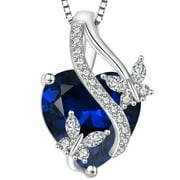 VESITIM Infinite Heart Pendant Sterling Silver Butterfly Necklace for Women Jewelry Gift with Birthstone March Created Aquamarine