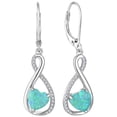 thumbnail image 1 of VESITIM Infinity Dangle Leverback Earrings 925 Sterling Silver Heart Earrings Created Green Opal Jewelry for Women, 1 of 7