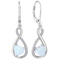 thumbnail image 1 of VESITIM Infinity Dangle Leverback Earrings 925 Sterling Silver Heart Earrings Created White Opal Jewelry for Women, 1 of 7
