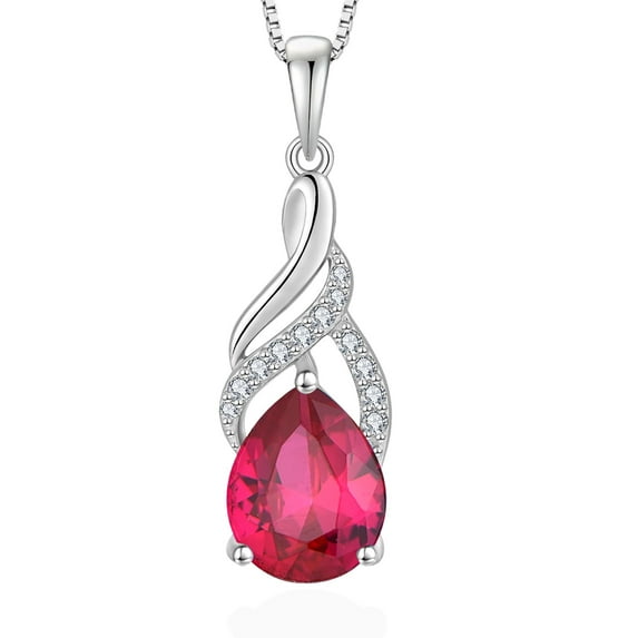 VESITIM Infinity Teardrop Necklace for Women 925 Sterling Silver Twisted Pendant July Ruby Birthstone Jewelry Gift