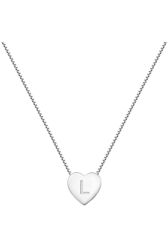 Initial Necklace 925 Sterling Silver Heart Letter Pendant L Alphabet Necklace for Women Jewelry Gift