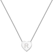 VESITIM Initial Necklace 925 Sterling Silver Heart Letter Pendant R Alphabet Necklace for Women Jewelry Gift