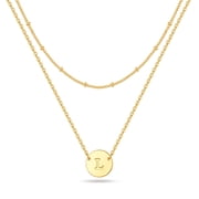 VESITIM Layered Initial Necklaces for Women | A-Z Coin Letter Necklaces for Women | 14K Gold Plated Minimalist Dainty Trendy Jewelry