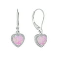 thumbnail image 1 of VESITIM Pink Opal Dangle Drop Earrings Women Sterling Silver Opal Jewelry Heart Shaped Birthstone Leverback Earring as Gift, 1 of 7