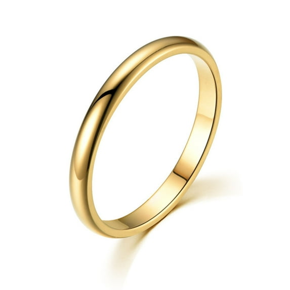 VESITIM Stackable Minimalist Ring for Women 2mm Wedding Band Stacking Ring for Men Bridal Jewelry Gift Plated Yellow Gold Size 8