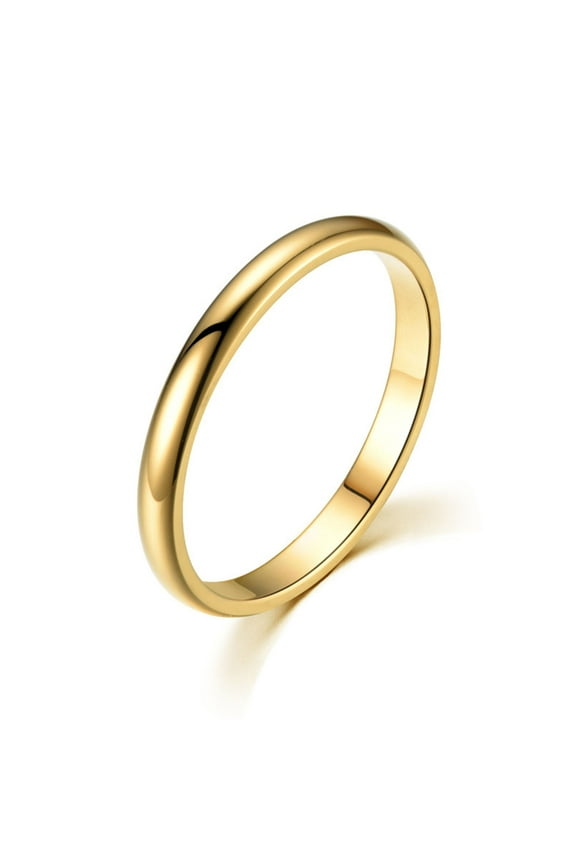 Stackable Minimalist Ring for Women 2mm Wedding Band Stacking Ring for Men Bridal Jewelry Gift Plated Yellow Gold Size 6