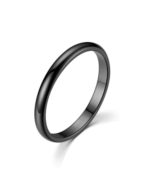 Stackable Minimalist Ring for Women 2mm Wedding Band Stacking Ring for Men Bridal Jewelry Gift Plated Black Gold Size 7