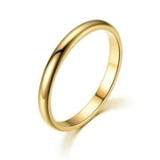 VESITIM Stackable Minimalist Ring for Women 2mm Wedding Band Stacking Ring for Men Bridal Jewelry Gift Plated Yellow Gold Size 9