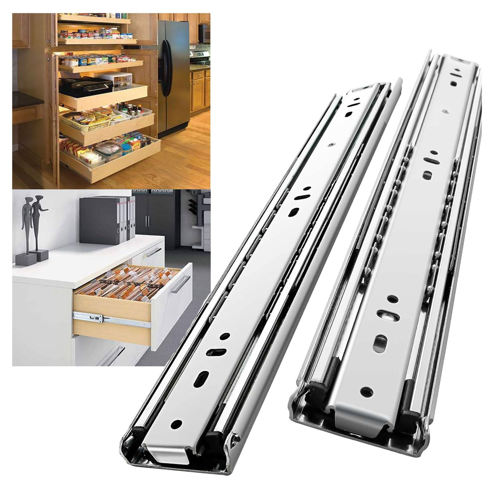 VESLA HOME 1 Pair Heavy Duty Drawer Slides 10 12 14 16 18 20 22 Inch 250 lb Load Capacity Side Mount Full Extension Ball Bearing Cabinet Rails Tool Box Runners Tracks Glides C30