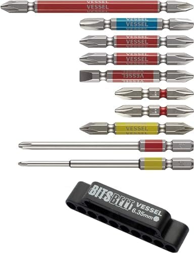 VESSEL Double Ended Bit Set Of 10 Including Bit Belt Holder GS10P-01 ...